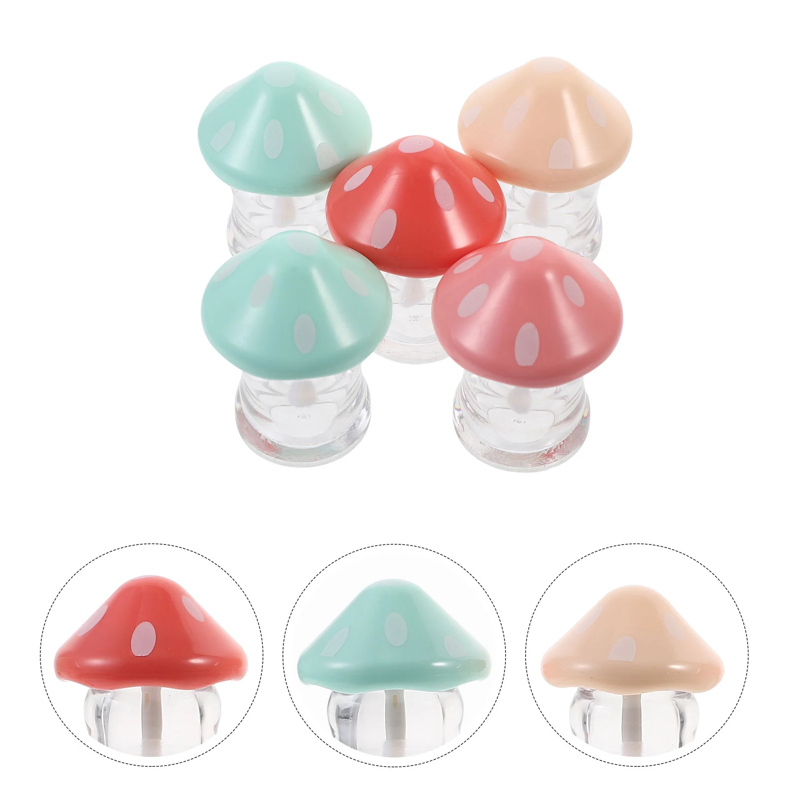 

5 Pcs Mushroom Lip Glaze Tube Lipstick Making Kit Gloss Tubes Cute Balm Empty Brush for with Wand Maker