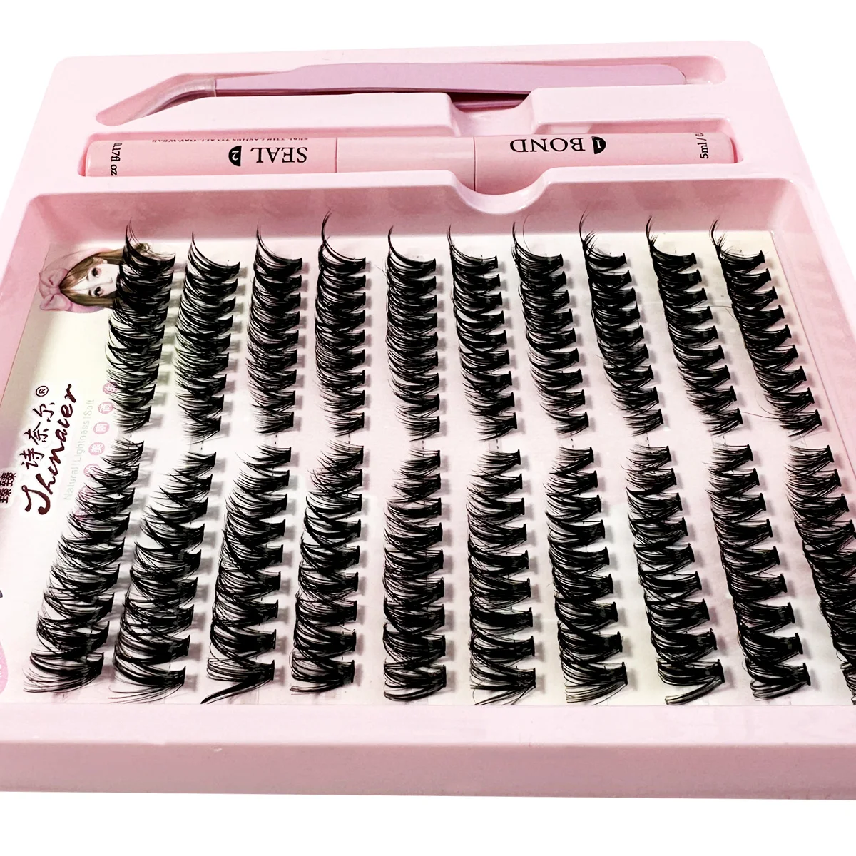 Kit di estensione ciglia fai-da-te Ciglia per rimuovere e sigilli Ciglia 1 scatole Cluster Strumenti per trucco per incollare ciglia Incollaggio colla