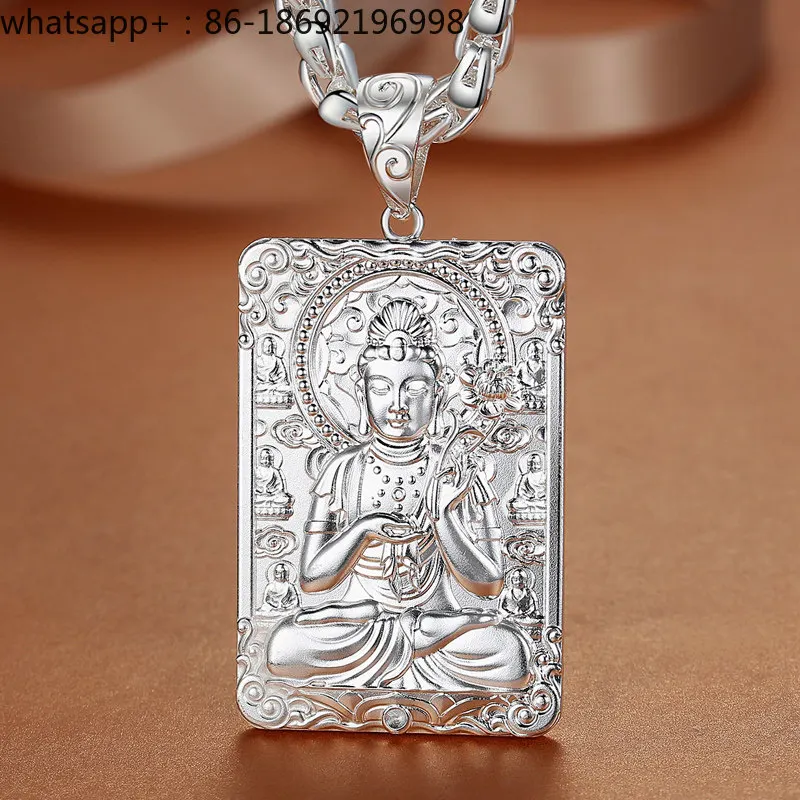 Natal Buddha Silver Pendant Male 999 Sterling Silver Large Retro Solid Large Horse Zodiac Pendant Necklace