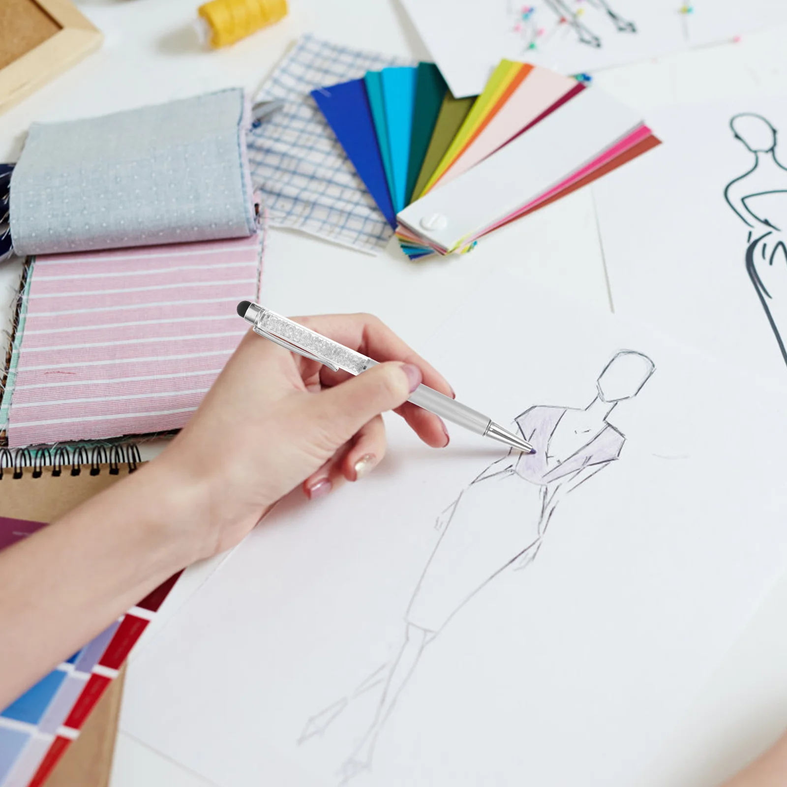 6 قطعة أقلام ستايلس بالسعة مقبض كريستال قلم كريستال للهاتف الكمبيوتر شاشة تعمل باللمس قلم الكتابة اليدوية