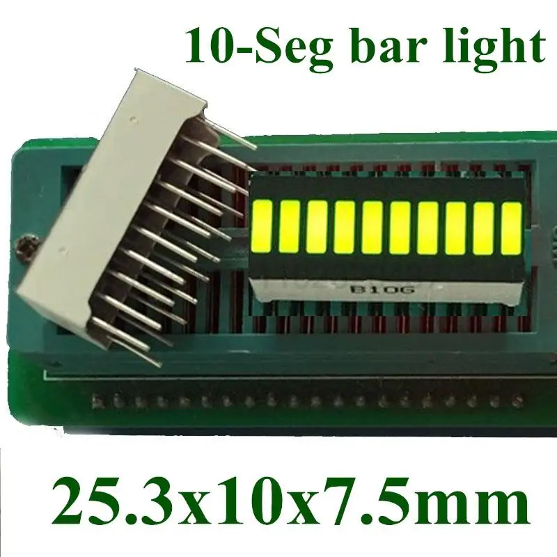 

20PCS Green10 grid digital segment LED light bar 10 flat tube 25x10mm red light ten cell surface flat tube