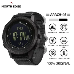 NORTH EDGE APACHE-46 Men's Digital Watch Military Sports Waterproof 50M Altimeter Barometer Compass World Time Wristwatch Clock