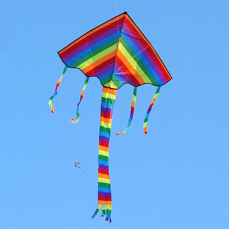 free shipping large rainbow kite kids kite flying string line outdoor fun toy beach kite windsock cometa fish kite flying bird