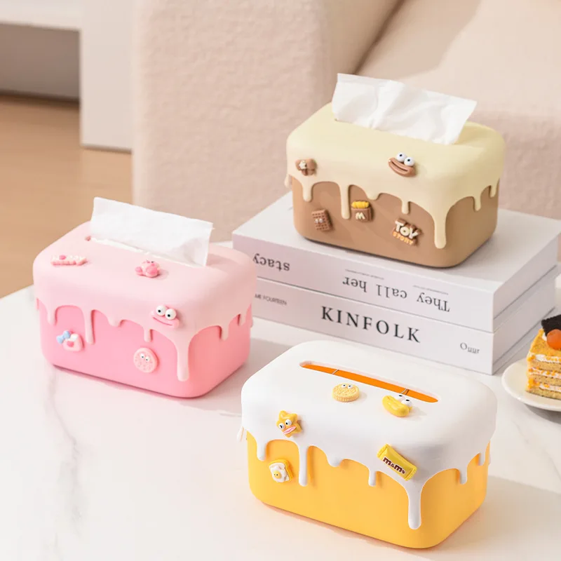 Portable Tissue Box Living Room Desktop Storage Paper Box Dopamine Creative Paper Towel Storage Box Household Daily Necessities