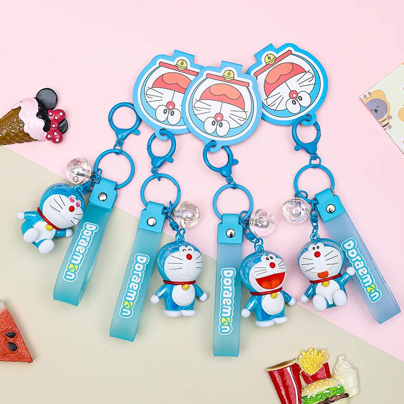 Anime Doraemon Cute Doll Pendant Figures Tinker Bell Cat Robot Cat Kawaii Keychain Bag Keyring Backpack Pendant Birthday Gifts