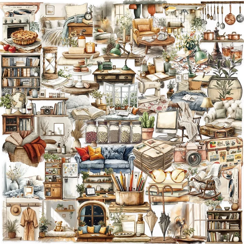 

50PCS Kawaii Home Art PET Phone Sticker Aesthetic Tear Open Decoration DIY Colored Laptop Luggage Graffiti Decals