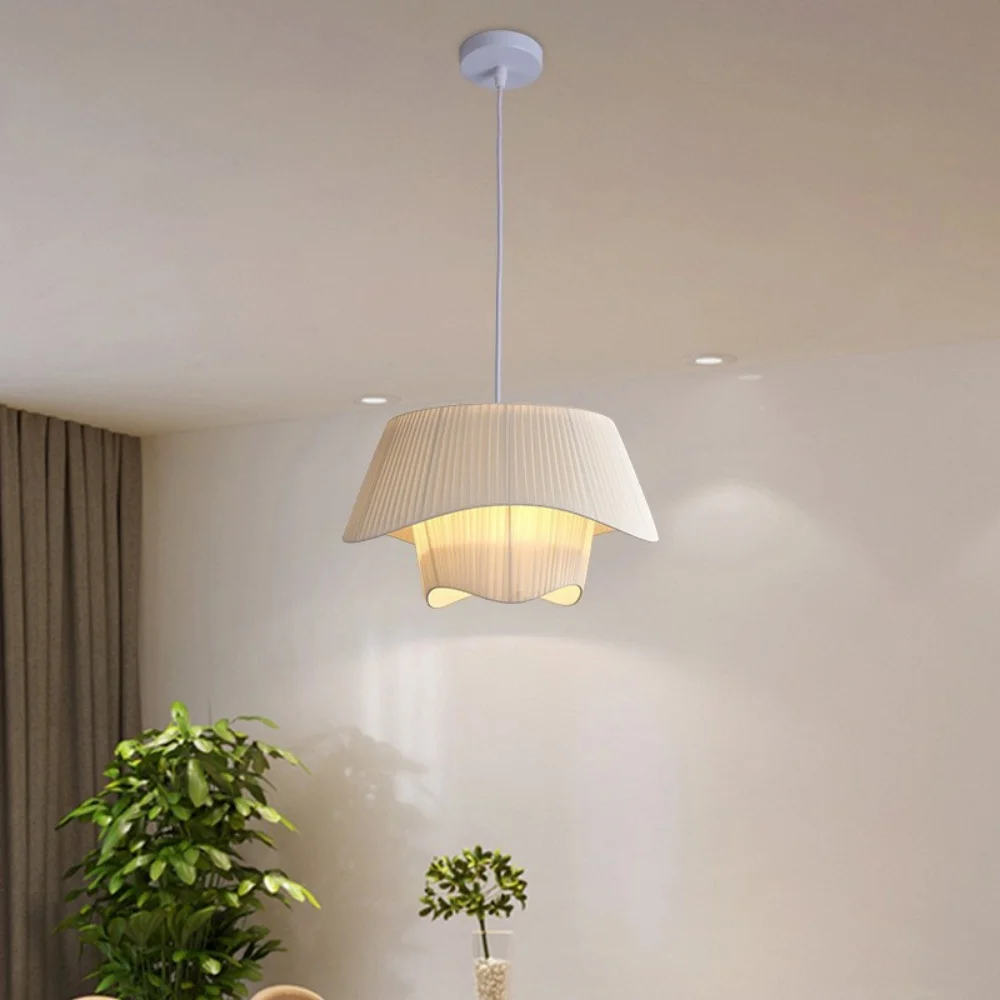 French Pendant Light Nordic INS Style Fabric Design Pendant Lamp Bedroom Living Main Light Dining Table Restaurant Pendant Light