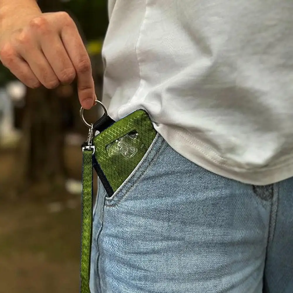 Cartera delgada con bloqueo para mujeres y hombres, tarjetero minimalista resistente al agua con cremallera, llavero de viaje, funda con insignia con cordón, antirrobo
