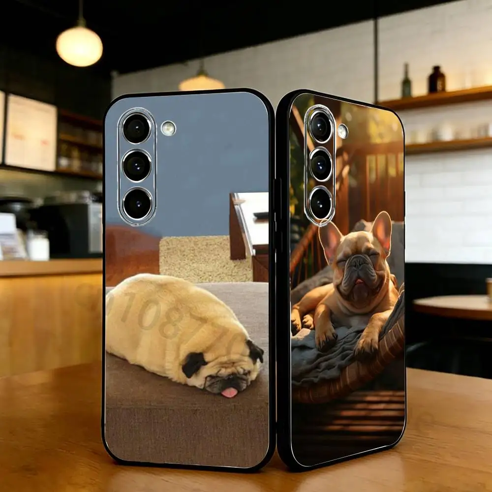 Pug Dog Phone Case For Samsung S20,21,22,23,24,25,26 plus,ultra Lite Black Silicone Cover