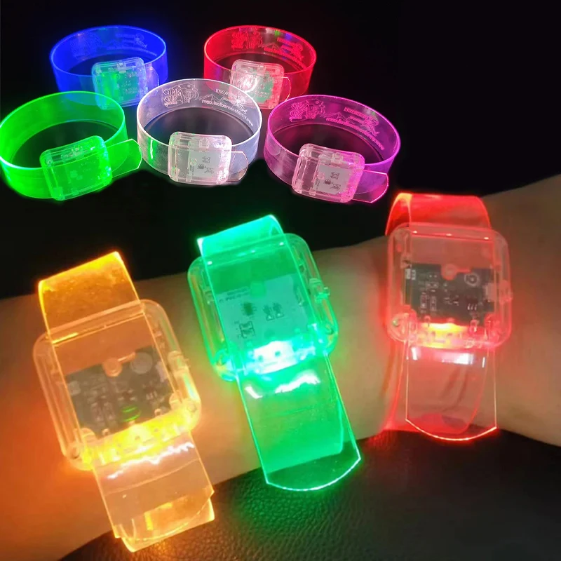 

20/50/100PCS LED Luminous Bracelet Voice Control Concert Party Wedding Bar Glow Bracelet Velcro Adjustable Sports Wrist Strap