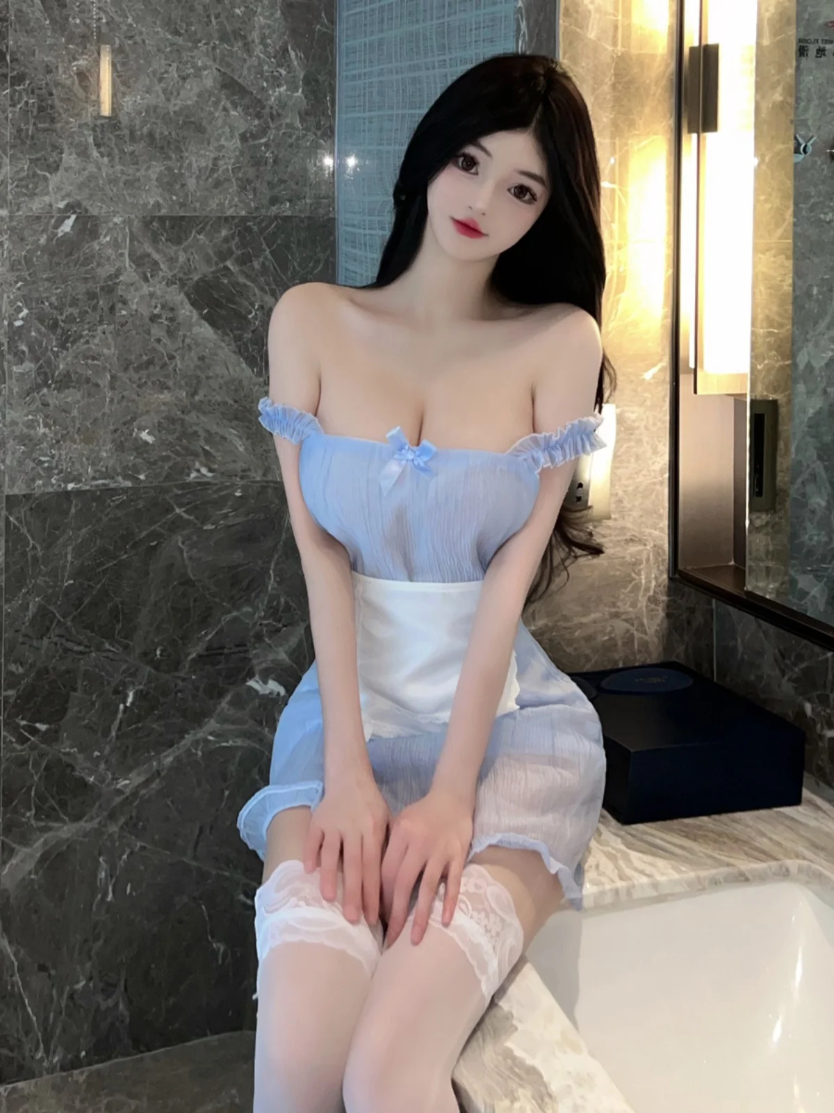 

Сексуальное милое облегающее платье для ролевых игр с ремешком-фартухом и низкой талией для женщин, весна-лето, осень-зима