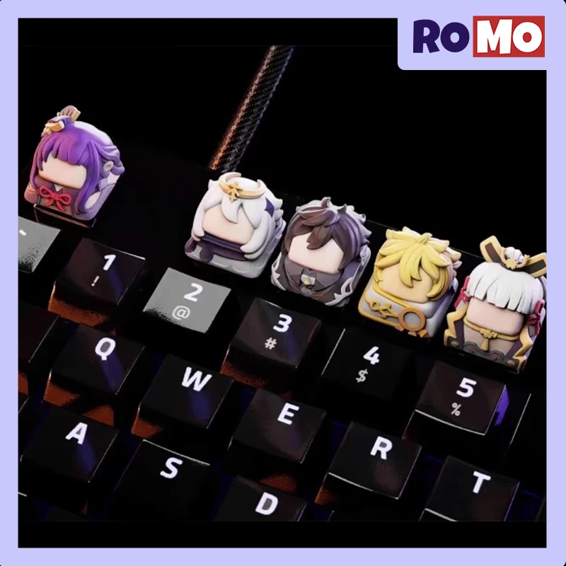 Genshin Impact Mechanical Keyboard Keycaps Creative Kamisato Ayaka Keycaps Morax 3D Keycaps Beelzebul Keycaps Relief Keycaps