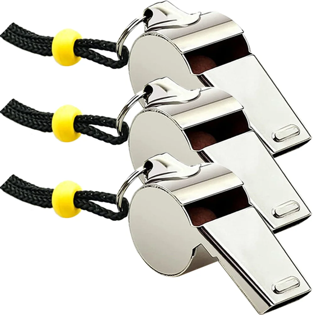 

3 Pcs Loud Whistle Emergency Sports Meeting Training Silver Stainless Steel Children