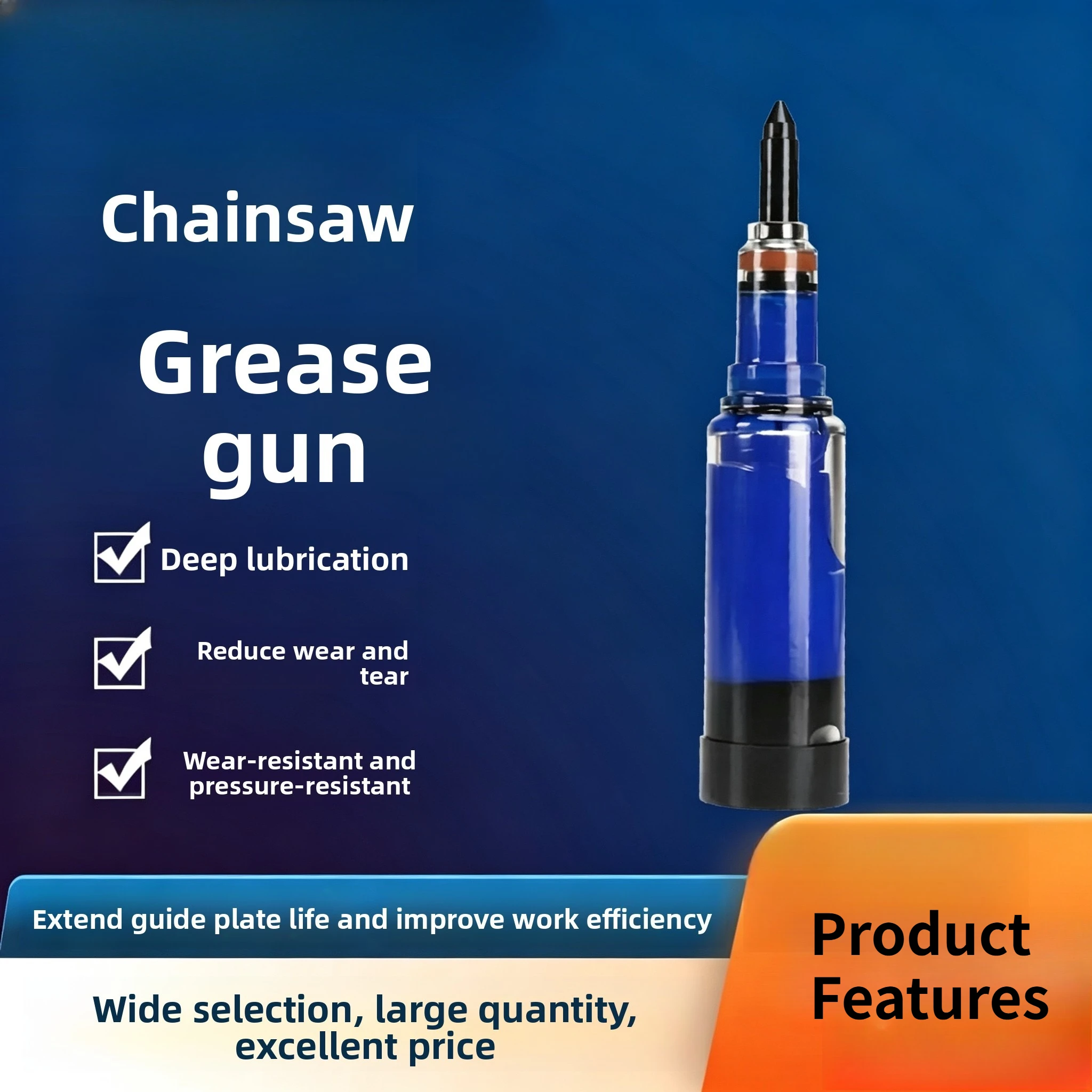 Hand Squeeze Chainsaw Grease Injector, Portable Manual Grease Gun for Guide Bar & Gear Maintenance