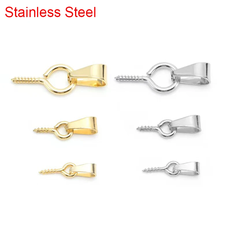 30pcs/lot Stainless Steel Pendant Connectors Pinch Bail Gold Color Pendant Clasps Hooks For DIY Necklace Jewelry Making Findings