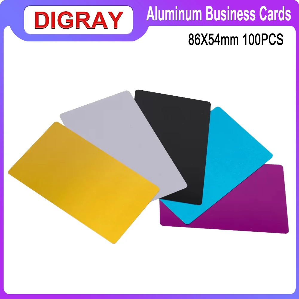 DIGRAY 100PCS/LOT Business Name Cards Multicolor Aluminium Alloy Metal Sheet Testing Material for Laser Marking Machine