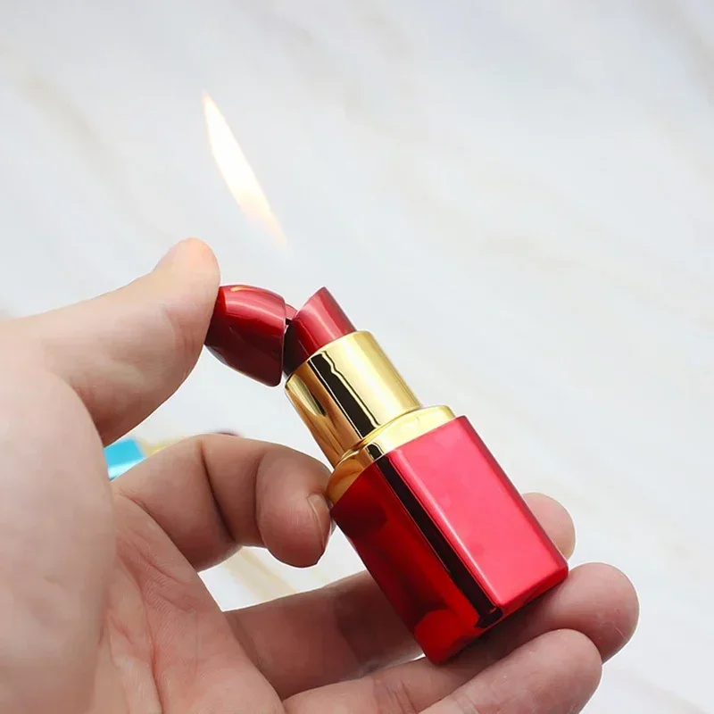 Mini Lipstick Shaped Inflatable Lighter Portable Butane Torch Cute Lighter Smoking Accessories Fashionable Women's Gift