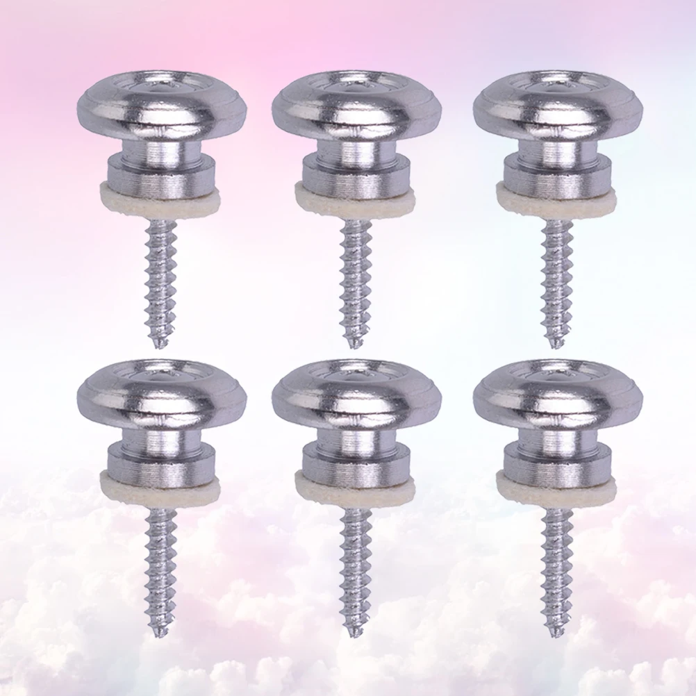 

7 Pcs Guitar Strap Buckle Belt Button Screw Bolt Acoustic Fixator Lock Folk Silver