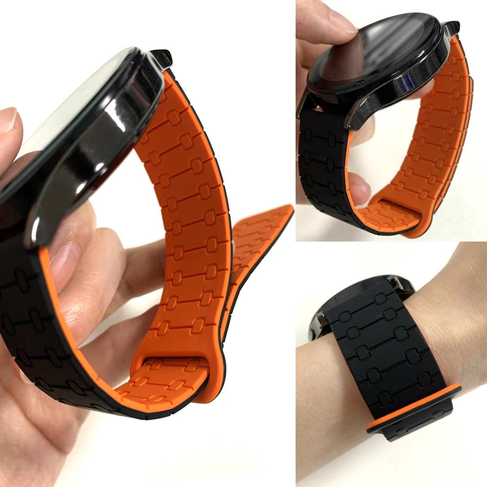 22 مللي متر حلقة مغناطيسية سيليكون حزام الساعات ل AMAZFIT BIP 6 5 وحدة التوازن 2 لينة حزام GTR 4 3 2e ستراتوس 3 الفهد سوار رياضي