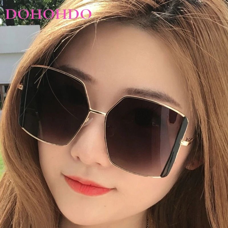 

Trendy Oversized Square Sunglasses Retro Brand Design Big Frame Men Sunglass Outdoor Summer Traveling Shades Female Lentes UV400