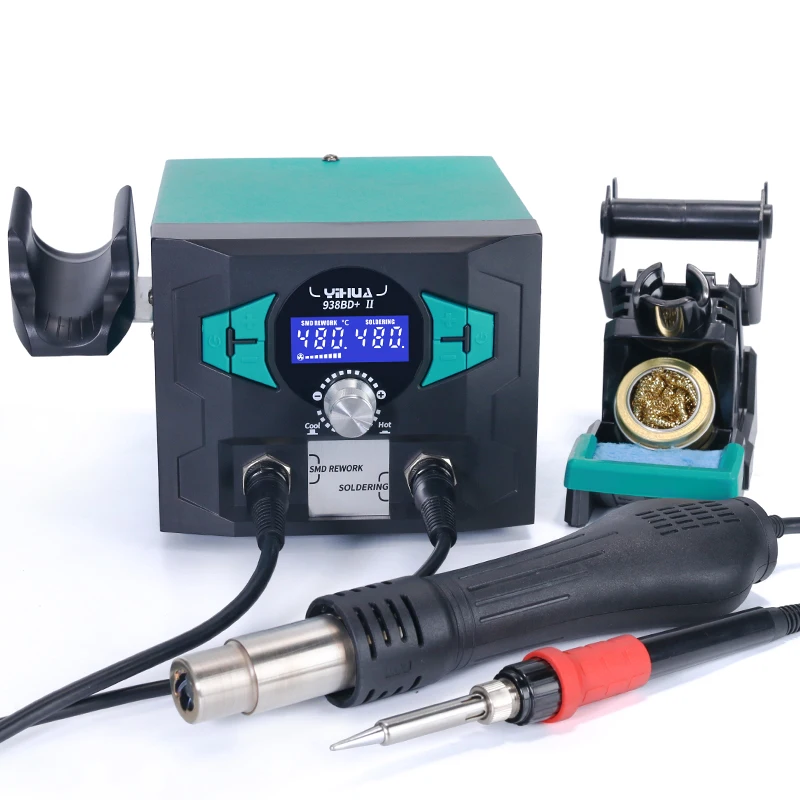 

YIHUA 938BD+-II 2 in 1 Solder Hot Air Rework 110W Rapidly Heat Soldering Iron Welding Solder Desoldering Soldering Station