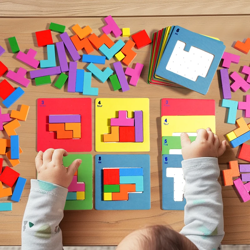 Puzzle 3D pour deux personnes, jeu de bureau interactif, Tangram, jouets mathématiques, blocs de construction, planche de couleur, cadeaux pour enfants