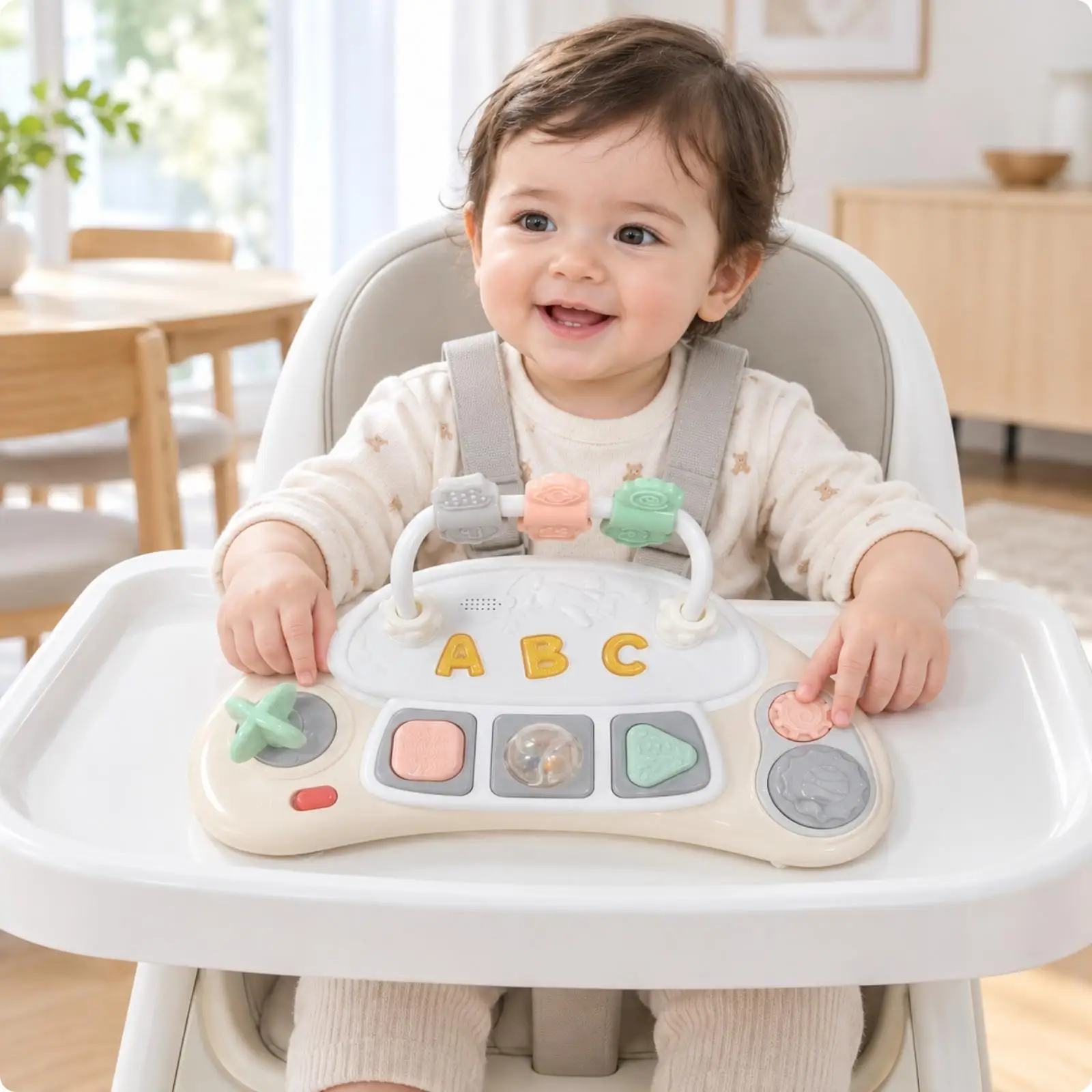 Baby Stimulation Toys Interactive Music Disc Activity Tray for Infant Body Play and Cognitive Development