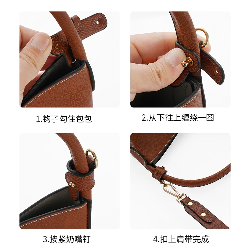 Genuine Leather Bag Strap For Longchamp Bucket Bag Free Punching Modification Set  Wide Replacement Strap Accessories Bag Straps