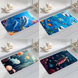 Underwater World Printed Bath Mat Diatom Mud Non-slip Bathroom Rug Super Absorbent Entrance Carpets Toilet Doormat Home Decor