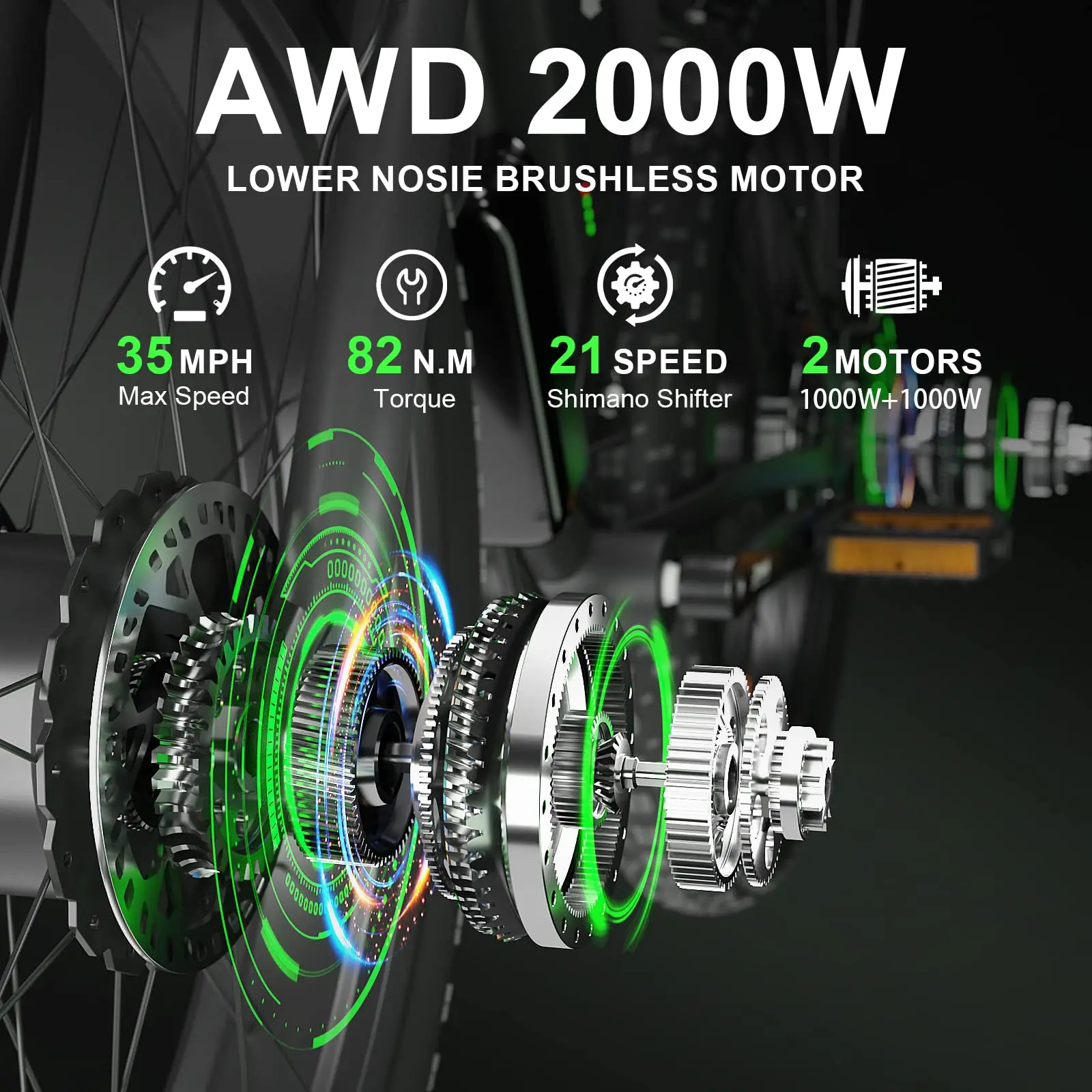 Magazzino degli Stati Uniti Popolare SMLRO XDC600 PLUS AWD Bici Elettrica 1000W 2000W 48V 52V 26 "Moto Fat Tire Mountain Snow Bicicletta Ebike