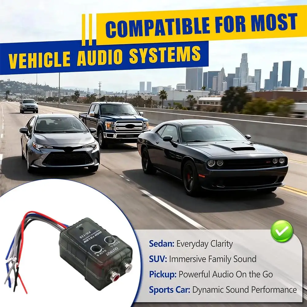 Car Audio High to Low Converter Speaker High Level Signal to RCA Low Level Output Adapter with Relay