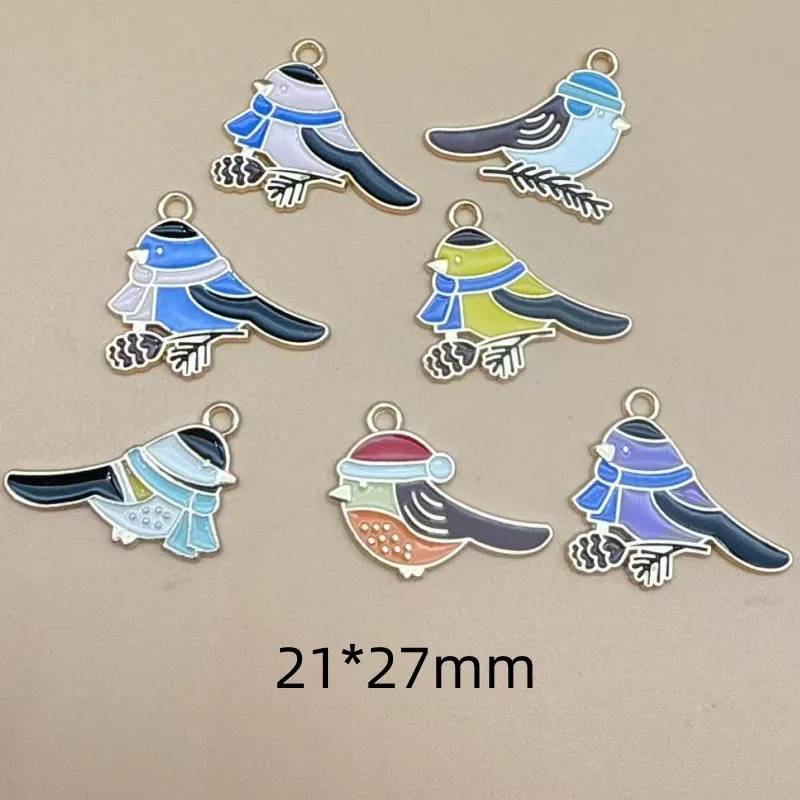 10pcs  Cute Enamel Small Bird Charms Kawaii Charms Pendant for Earring Necklace Bracelet DIY Jewelry Making Accessories