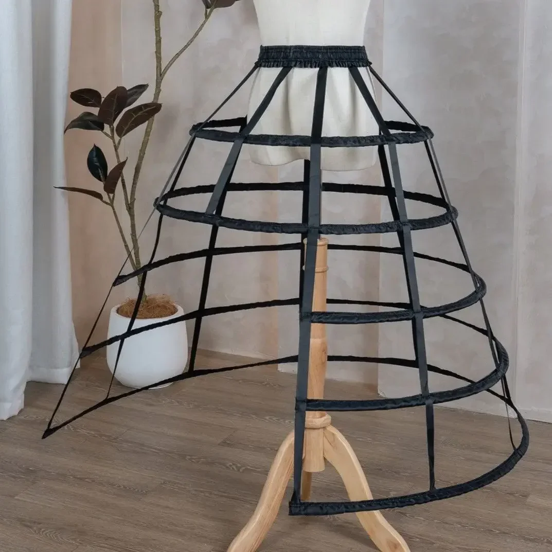 Stylish Black Hoop Skirt Frame for Dresses Adjustable Birdcage Petticoat Support