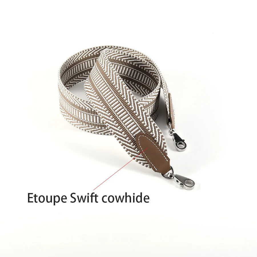 

5cm wide canvas strap paired with Etoupe Swift cowhide hand sewn bag strap suitable for Kelly bag strap