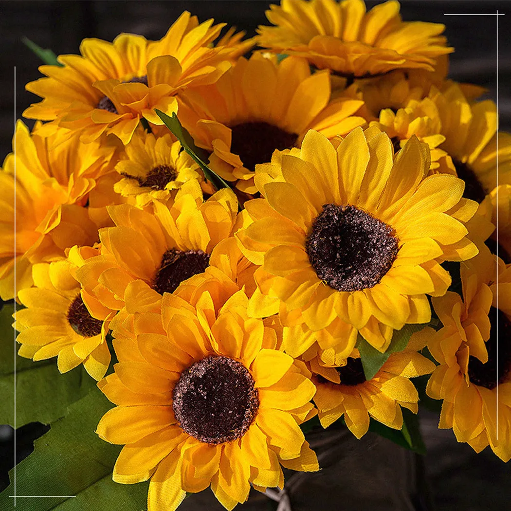 A Bunch Artificial Plastic Sunflower 13 Flower Head Bouquet Real Touch Flower Garden Party Wedding Home Perfect To Exhibition