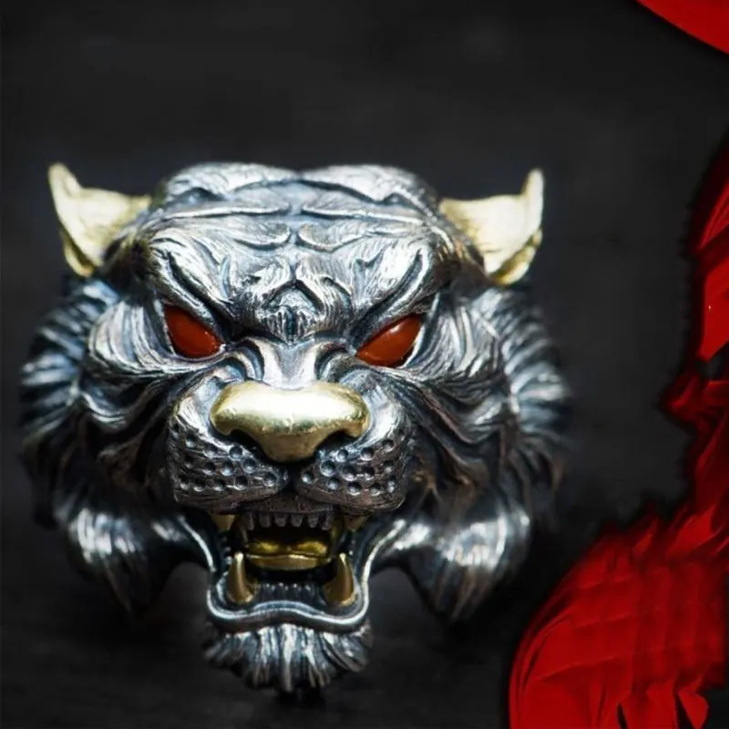 Retro Tiger Ring Unisex Domineering Personality Fashion Adjustable Ring Couple Ring Gift