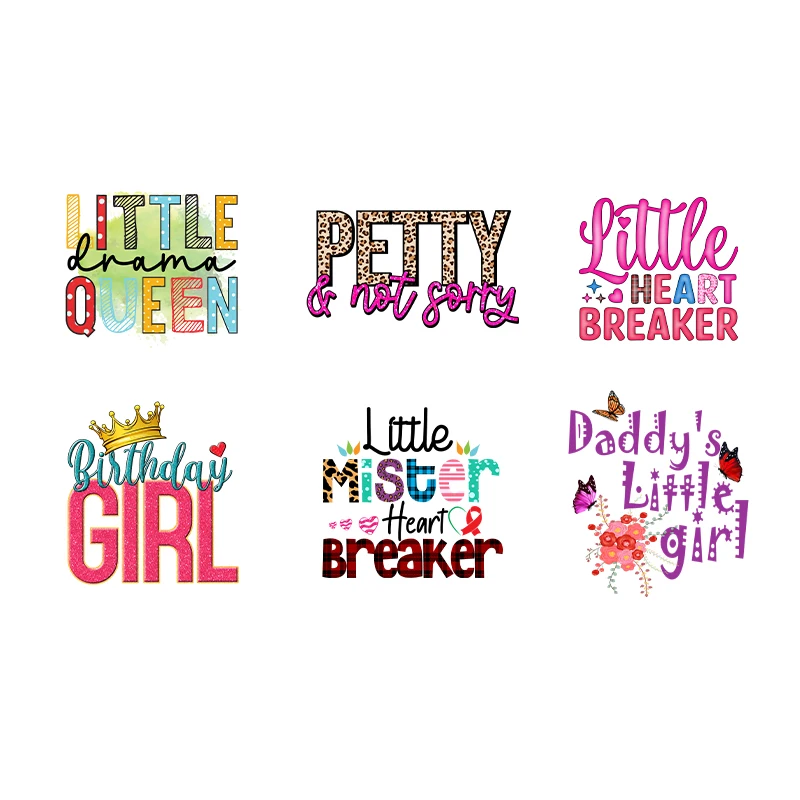 Fashion Little Girl Iron On Heat Transfer Sticker On Clothing Littler Queen Thermals DTF Transfer Print Patch For T Shirt