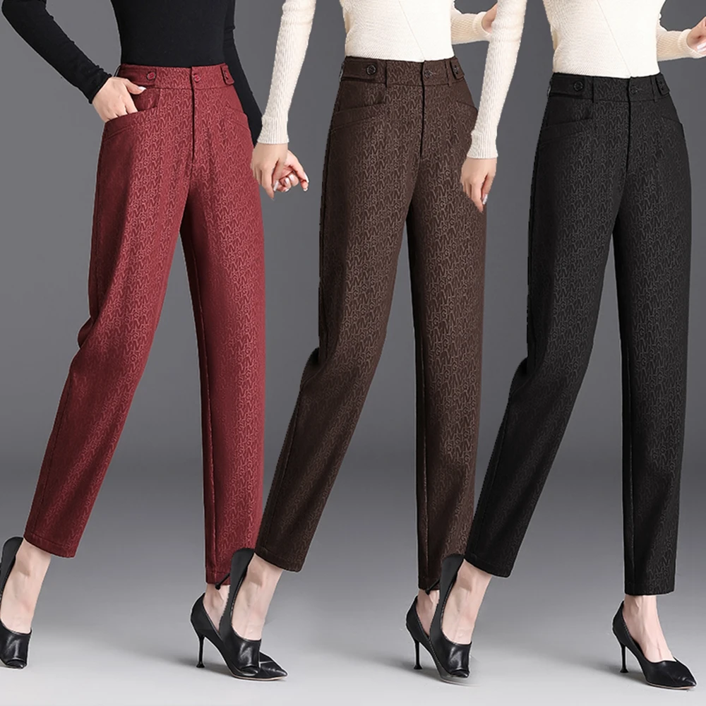 

High Quality Harlan Pants for Women Spring and Autumn 2023 New High Waisted Elastic Waist Nine Point Radish Pants Loose Dad Pant