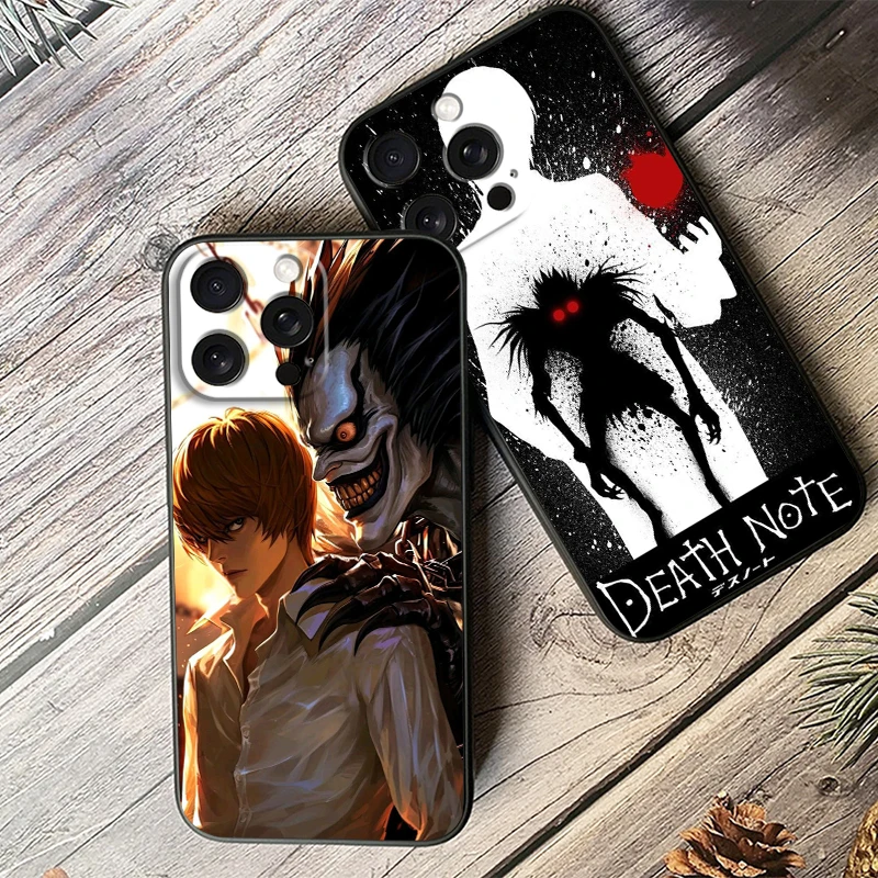 Anime D-Death N-Note Apple For iPhone 15 14 13 12 11 XS XR X 8 7 SE Pro Max Plus Mini Black TPU Phone Case