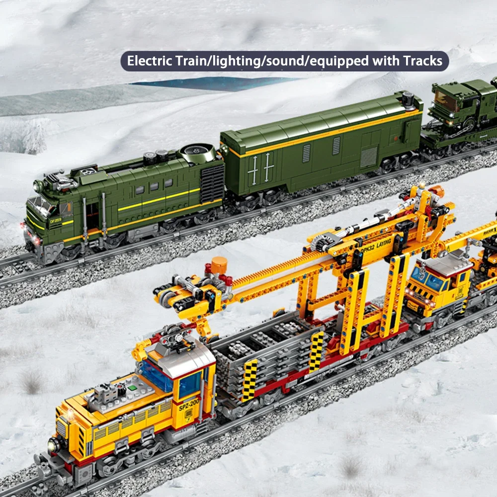 DOU BUILTBuilding Block City Train Track Model Elektrisch treinspeelgoed - Ideaal voor kindermontage voor stedelijke treinbobbyisten