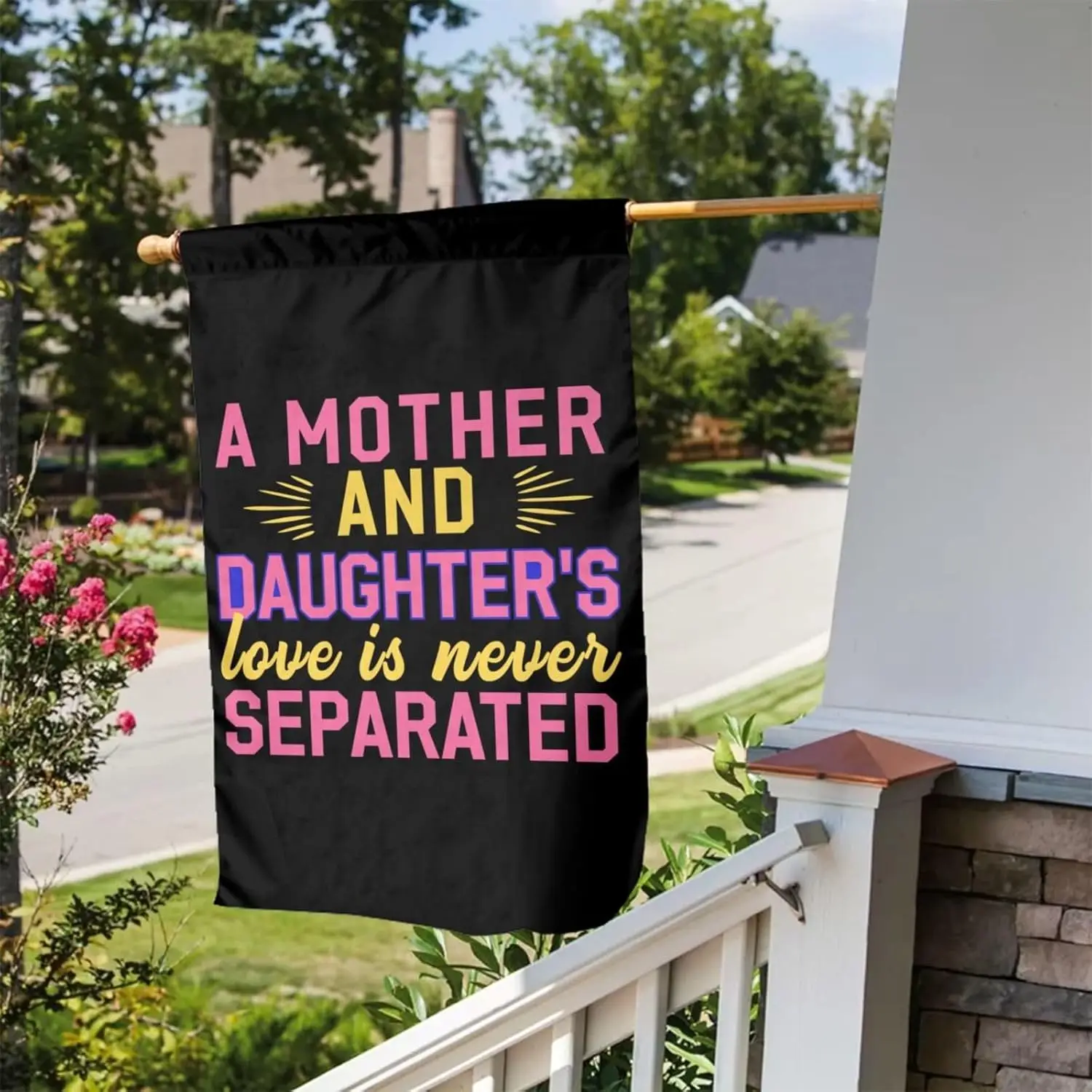 A Mother And Daughter's Love Is Never Separated Awesome Double Sided Garden Flag 12x18 Inch Weatherproof Outdoor Yard De MME UUX