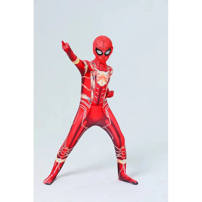 New Arrival Halloween Superhero Gold Spiderman Cosplay Costume Boys Men Bodysuit Zentai Full Body Suit Adult Kids Jumpsuit！1e