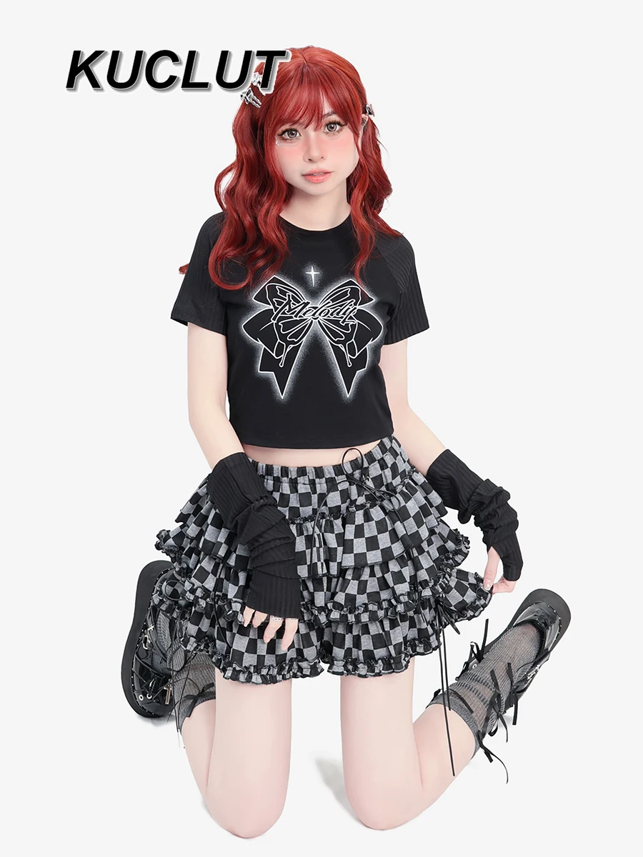 

Casual Tees Femme Slim Fit Short Sleeve Top Detachable Sleeves Versatile Punk Style Y2k Top New Summer T-Shirts for Women