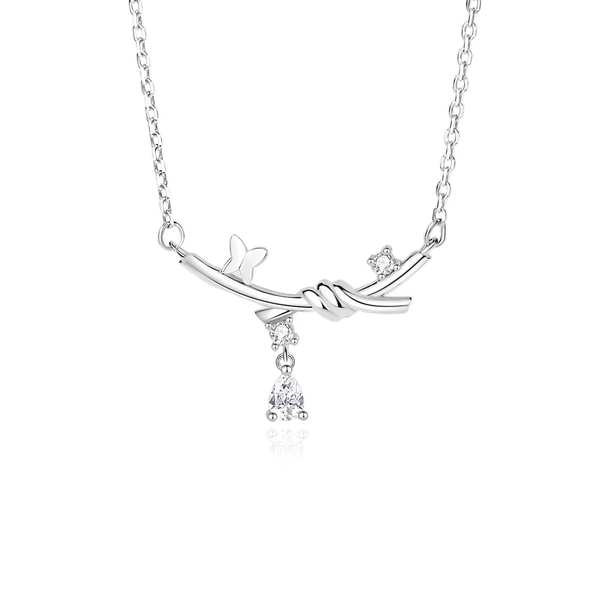 

S925 Silver Tassel Concentricity Necklace with Zircon Luxury Female Pendant Birthday or Wedding Gift for Girlfriend
