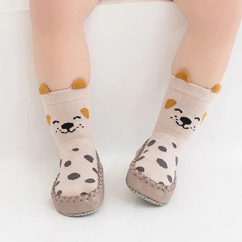 Baby Boys Girls Toddlers Anti Slip Slipper Shoes Cute Kids Children Grip Floor Walking Indoor Short Cotton Socks Spring Autumn