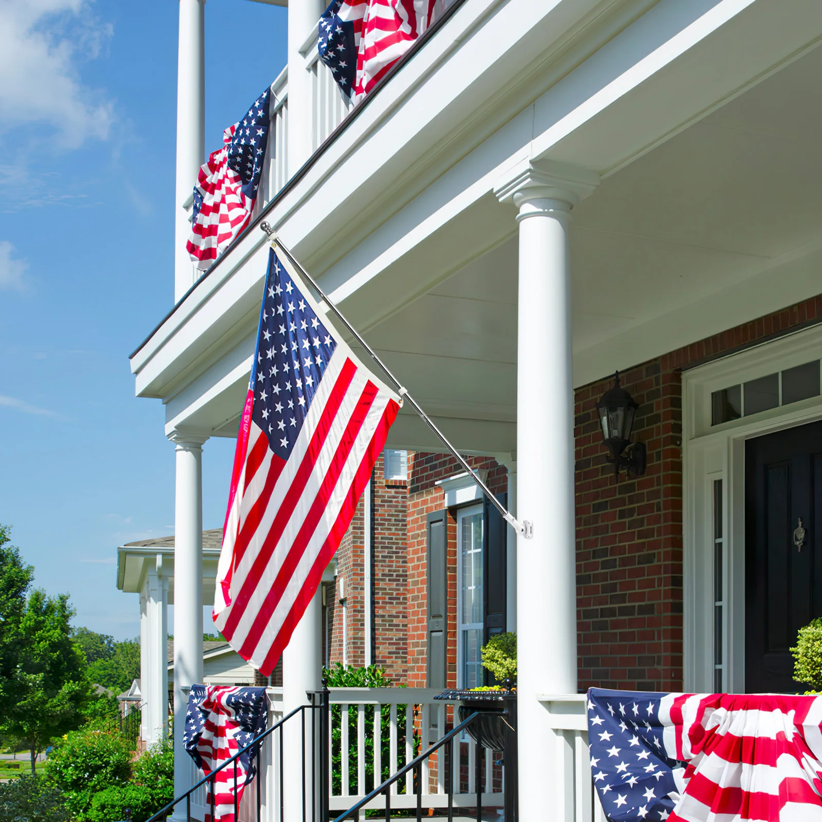 

1Set Adjustable Flag Pole Set Alloy Material Rotating Design for Different Flags Porch Yard Truck Flag Pole Kit