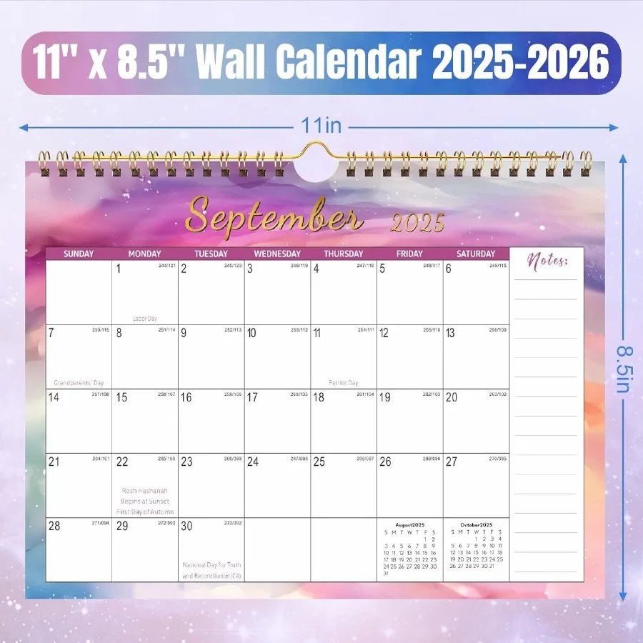2026 تقويم الحائط 18 تقويم الحائط الشهري لسطح المكتب 20252026 يوليو 2025 إلى ديسمبر 2026 11 "x 8.5" مخطط جدار الثلاجة المغناطيسي لـ