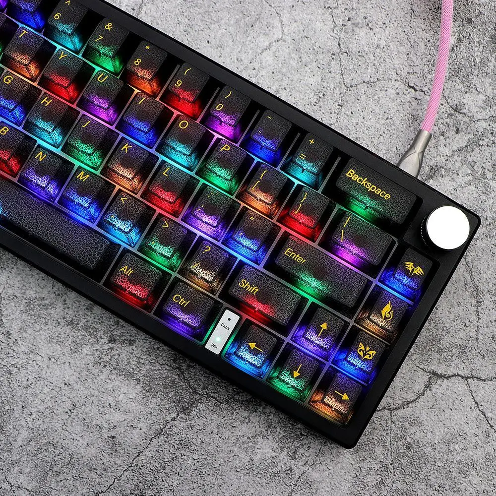 Black Crack Keycaps Full Set 108 keys Cherry Profile Gold-plated Process PC Translucent Custom for MX Mechanical Keyboard