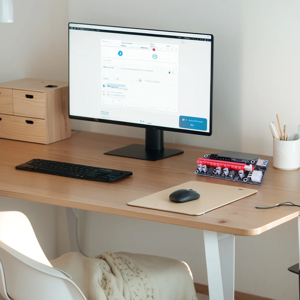 PCI-E Riser Card para Miner Mining, Extensor PCI Express 1x a 16x, Adaptador SATA, Cabo de Alimentação de 6 Pinos, PCI-E, X16