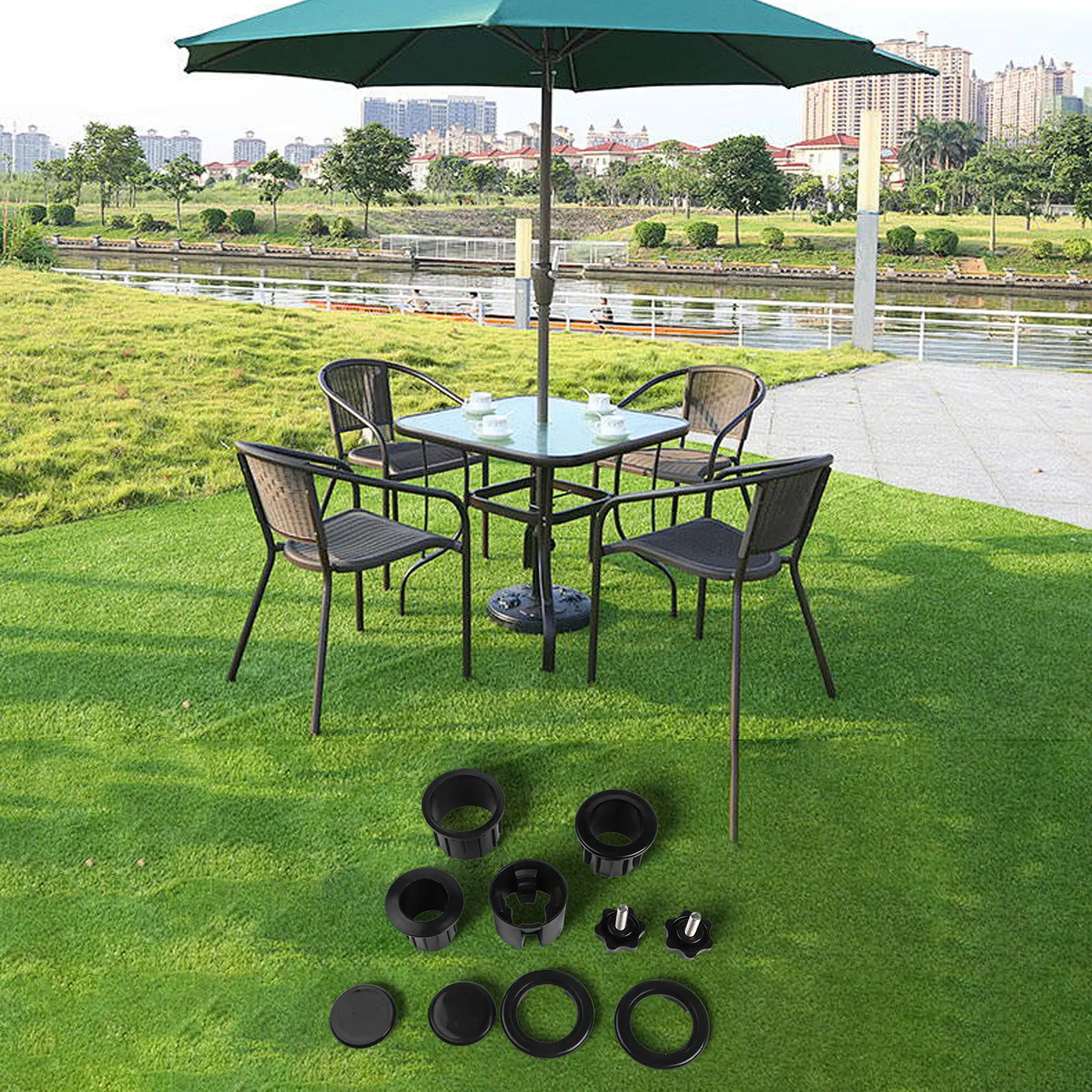 Sun Umbrella Base Bracket Accessories with Pipe Sleeves and Fixing Screws for Excellent Outdoor Stability and Security
